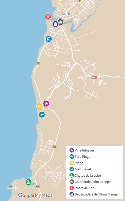 Carte alentours Villa Hibiscus